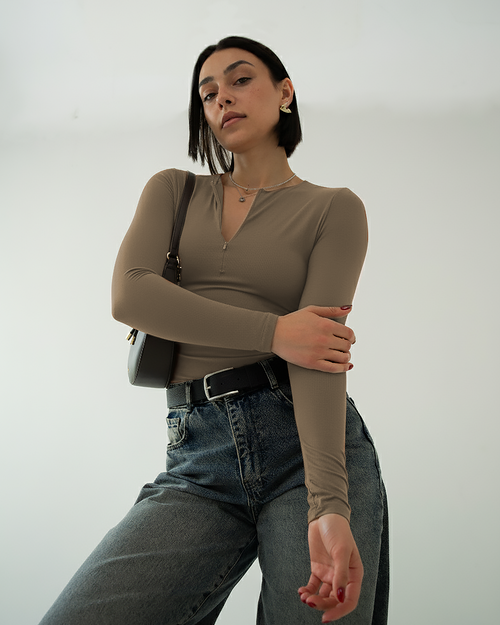 Half Zip Long Sleeve Top